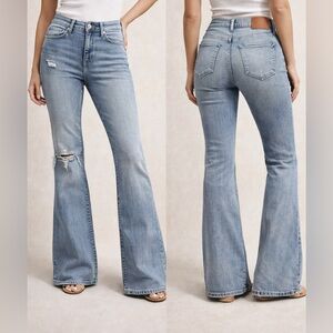 Lucky Brand Stevie High Rise Flare Jeans Light Wash Distressed Size 6